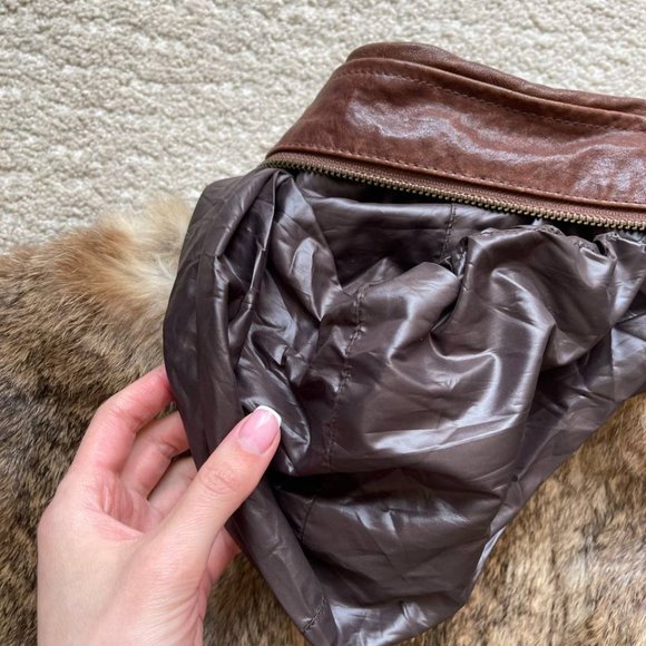 Mackage Brown Leather Jacket with Fur Accents - Picture 5 of 10